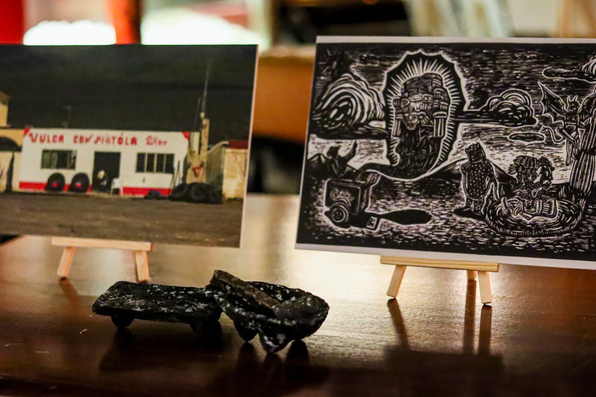 Photography and linocut prints displayed at the exhibition