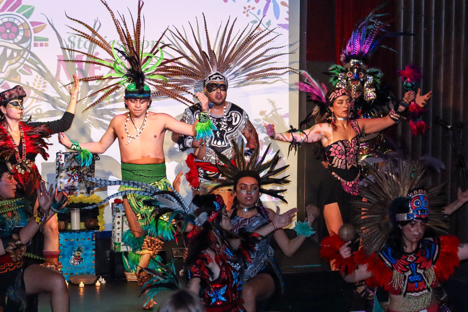 Calpulli Mictlán performing a traditional Aztec dance