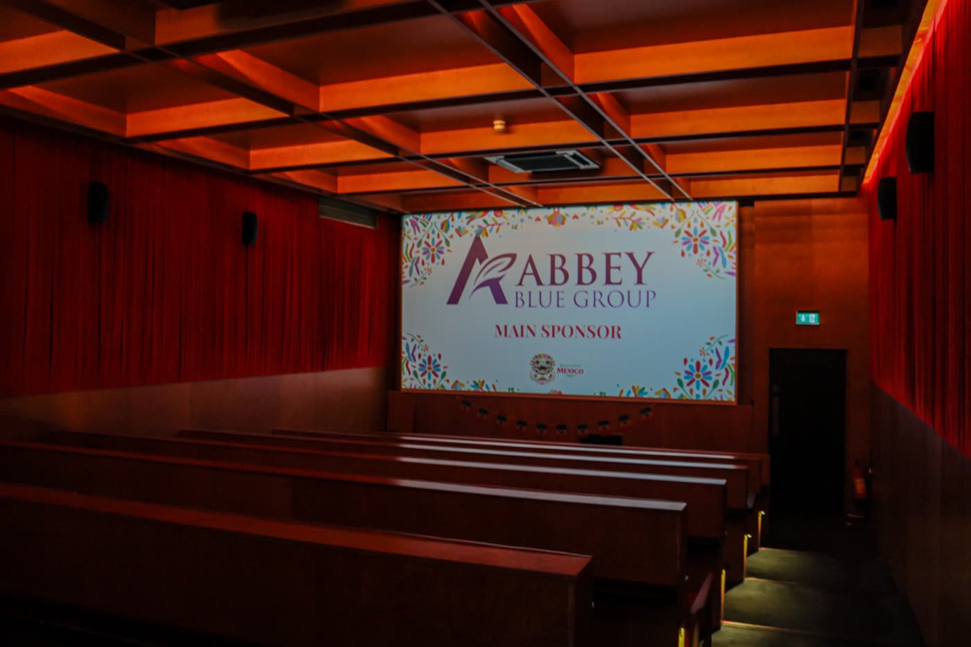 Abbey Blue Group Main Sponsor slide at The Devlin Cinema