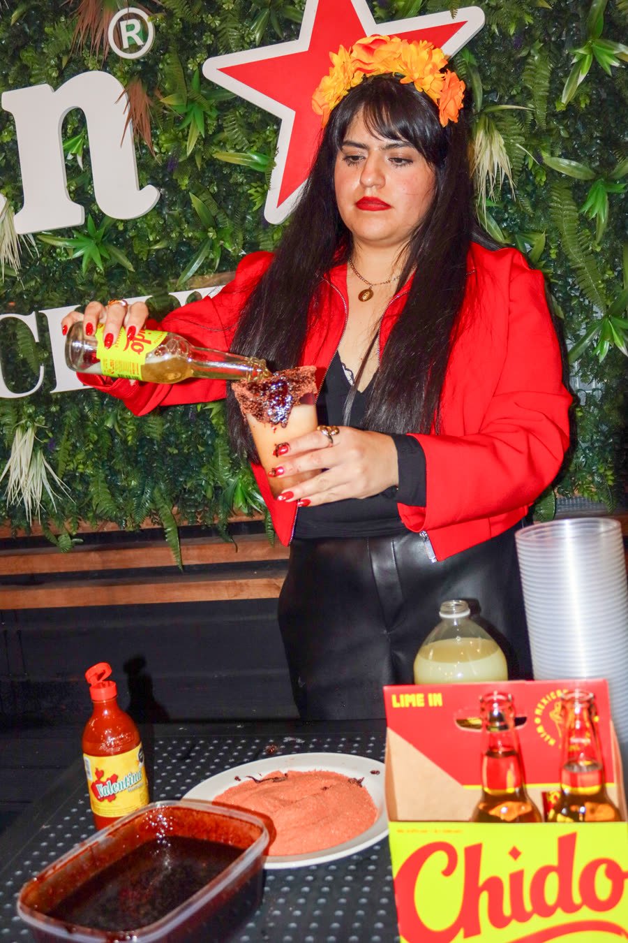 Garnishing a Chido Beer michelada