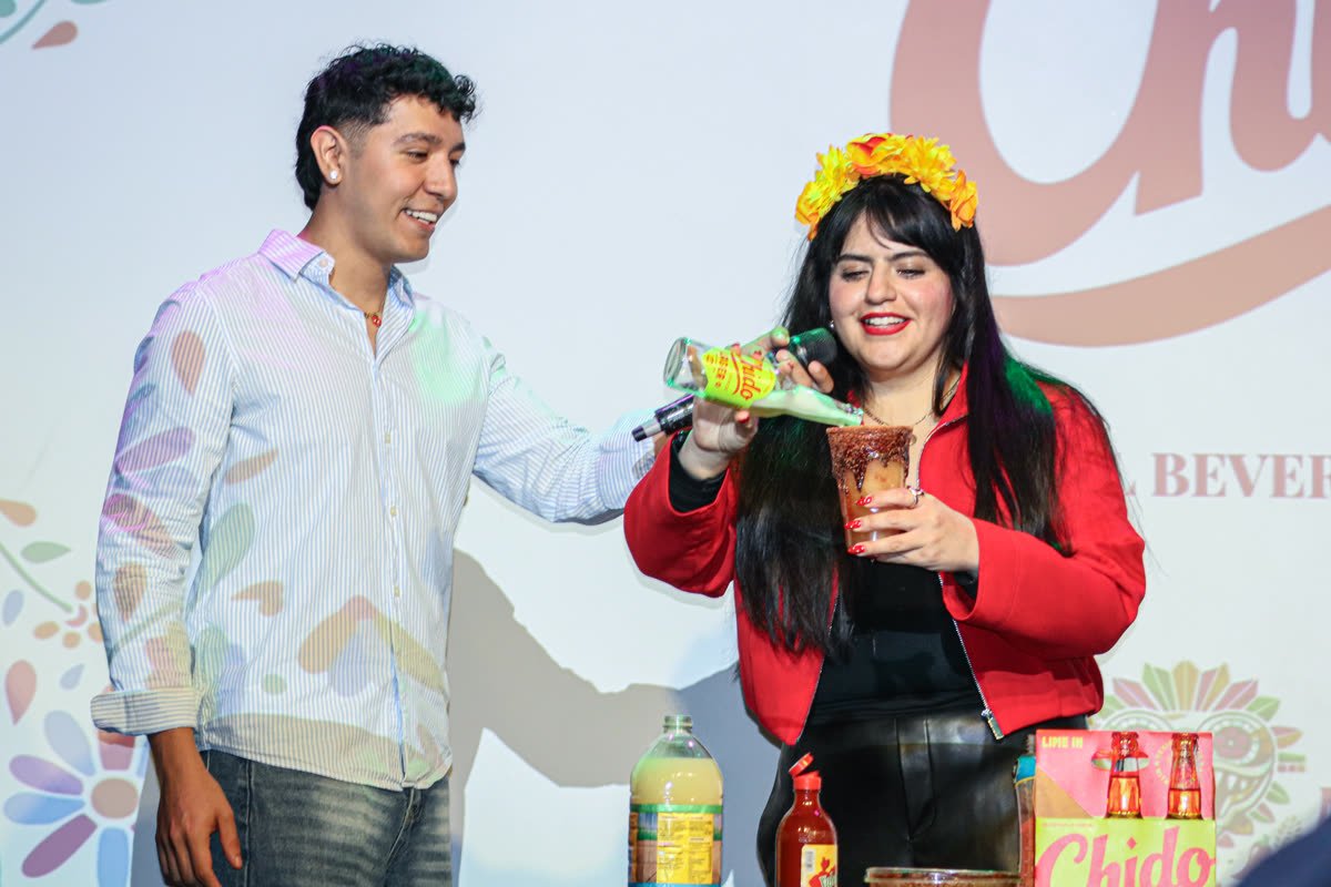 A Chido Beer michelada demo on stage