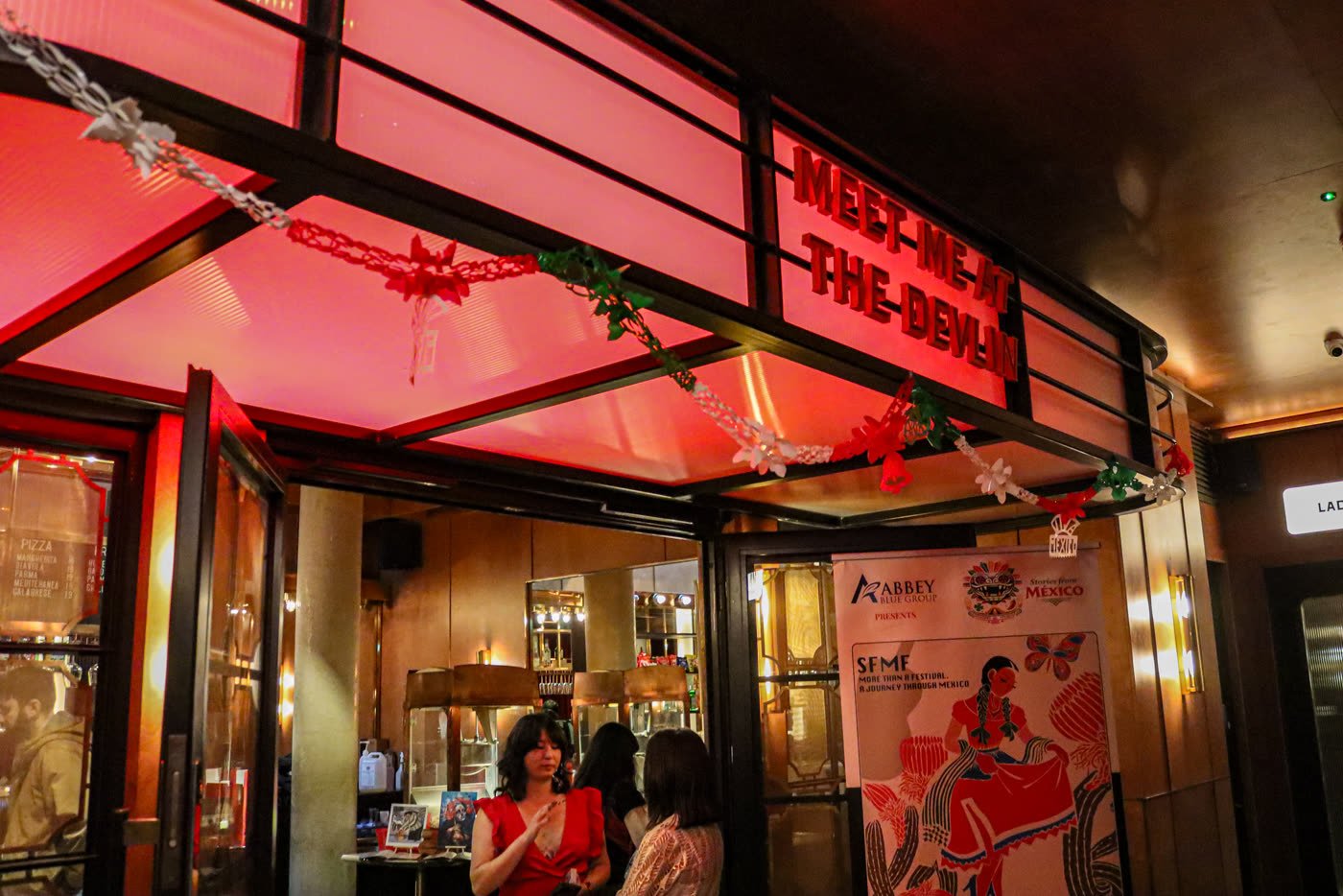 The Devlin Cinema entrance decorated for Stories From México