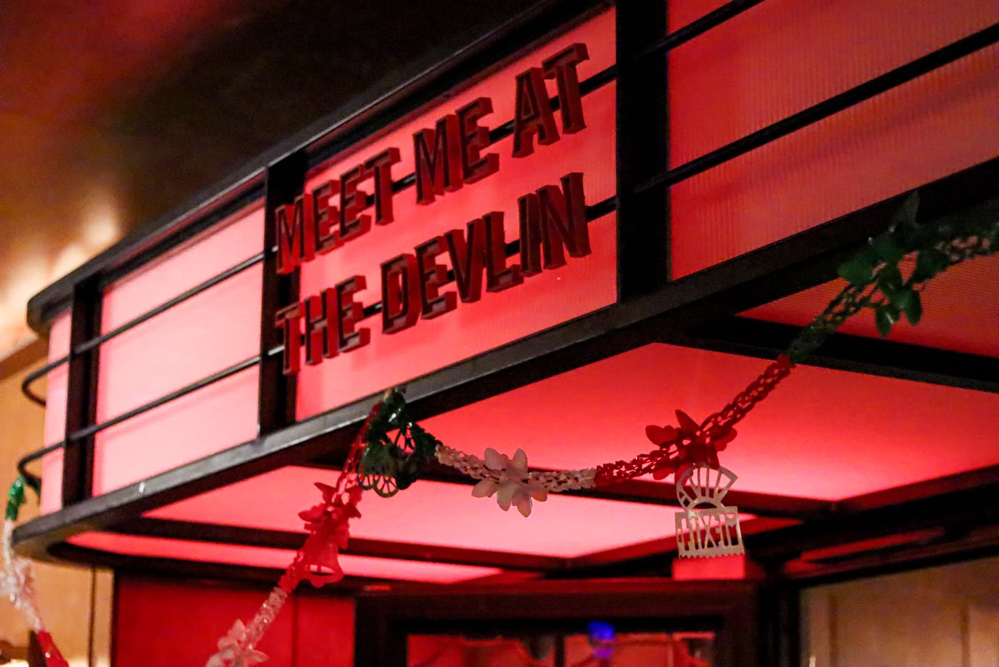 Meet me at The Devlin sign above the entrance